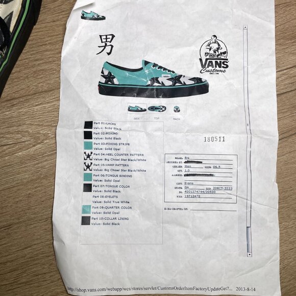 Men's 6.5/Women's 8 Custom Designed Teal & Black Star Vans - Picture 2 of 12